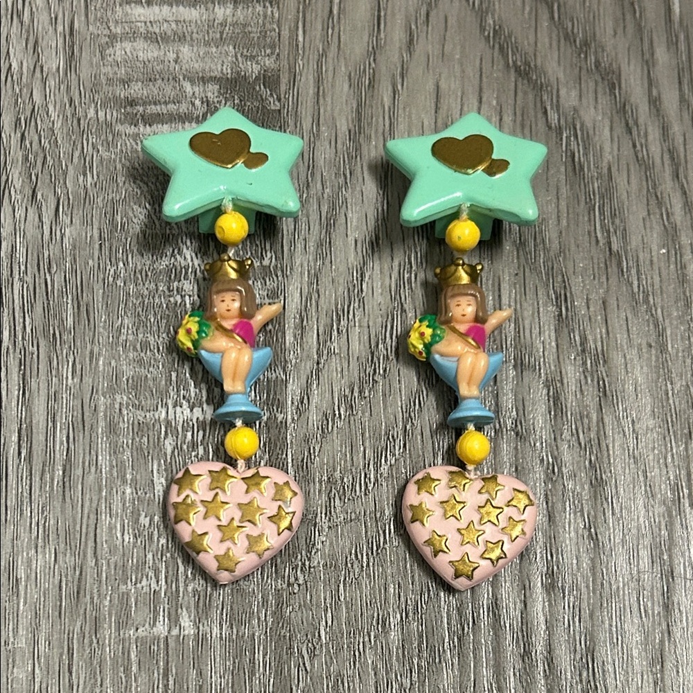 Vintage Polly Pocket Beauty Pageant Clip on Earrings